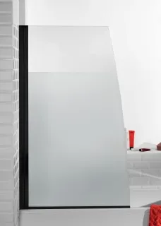 Шторка для ванны Jacob Delafon Serenity E4933-BL с полотенцедержателем 90 см профиль чёрный стекло матовое